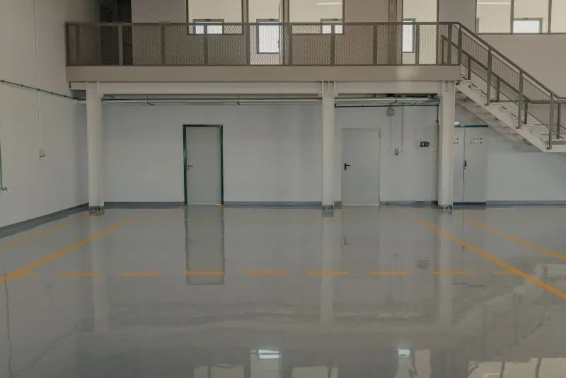 Warehouse floor finished with epoxy coating