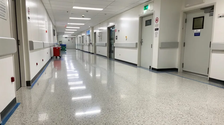 Antimicrobial epoxy flooring system used in healthcare and medical facilities