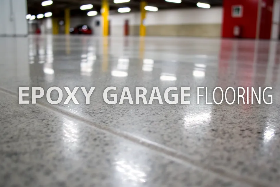 Finished epoxy garage floor coating in a home