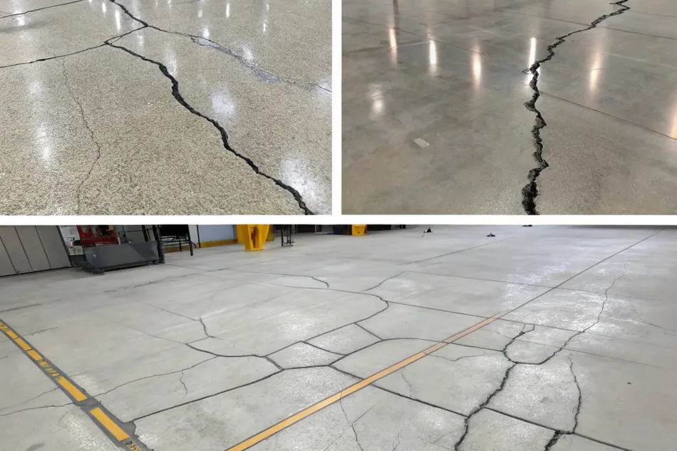 Diagram showing four different types of concrete crack repair techniques