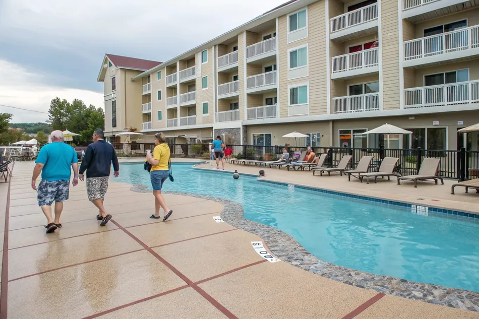 Commercial pool deck epoxy flooring for resort facilities