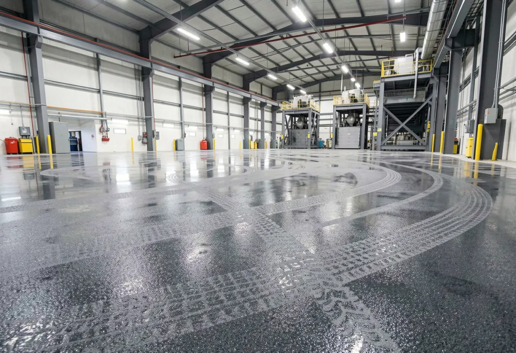 Heavy industrial manufacturing facility floor with an anti-slip epoxy coating, Australia