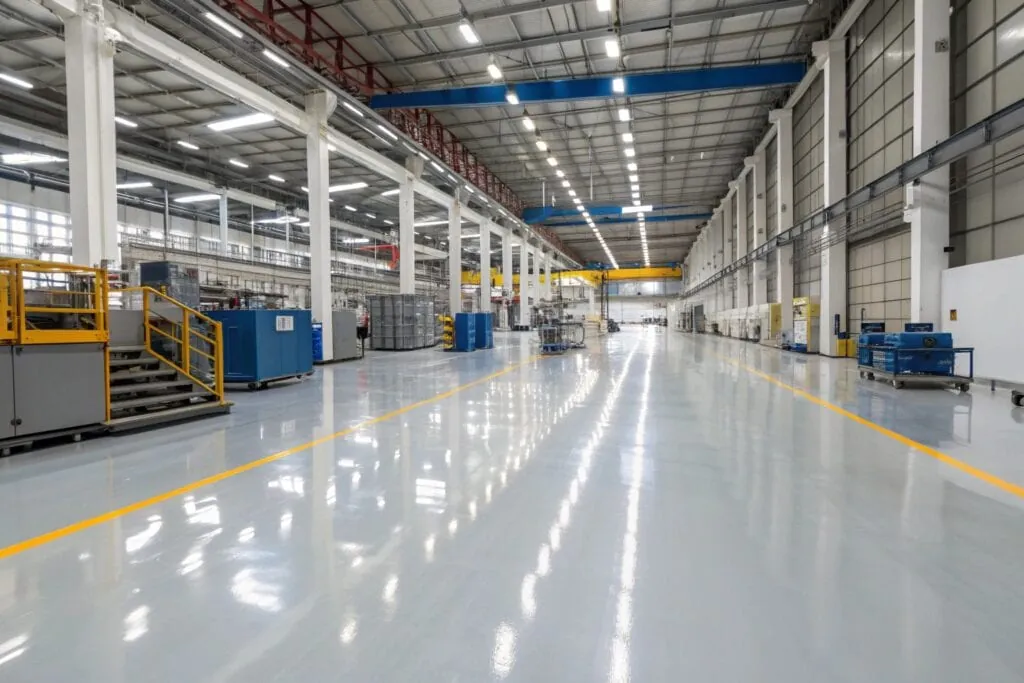 Seamless heavy duty epoxy flooring installation in an industrial facility