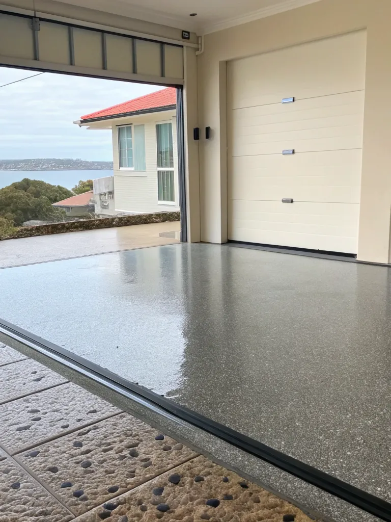 A residential garage floor in a coastal NSW suburb