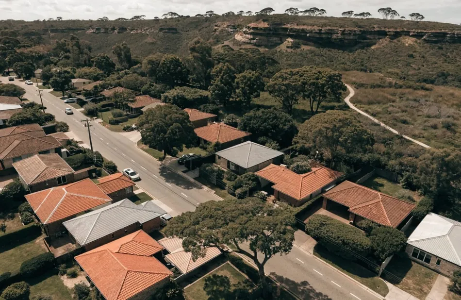 Residential street showing coastal suburban housing
